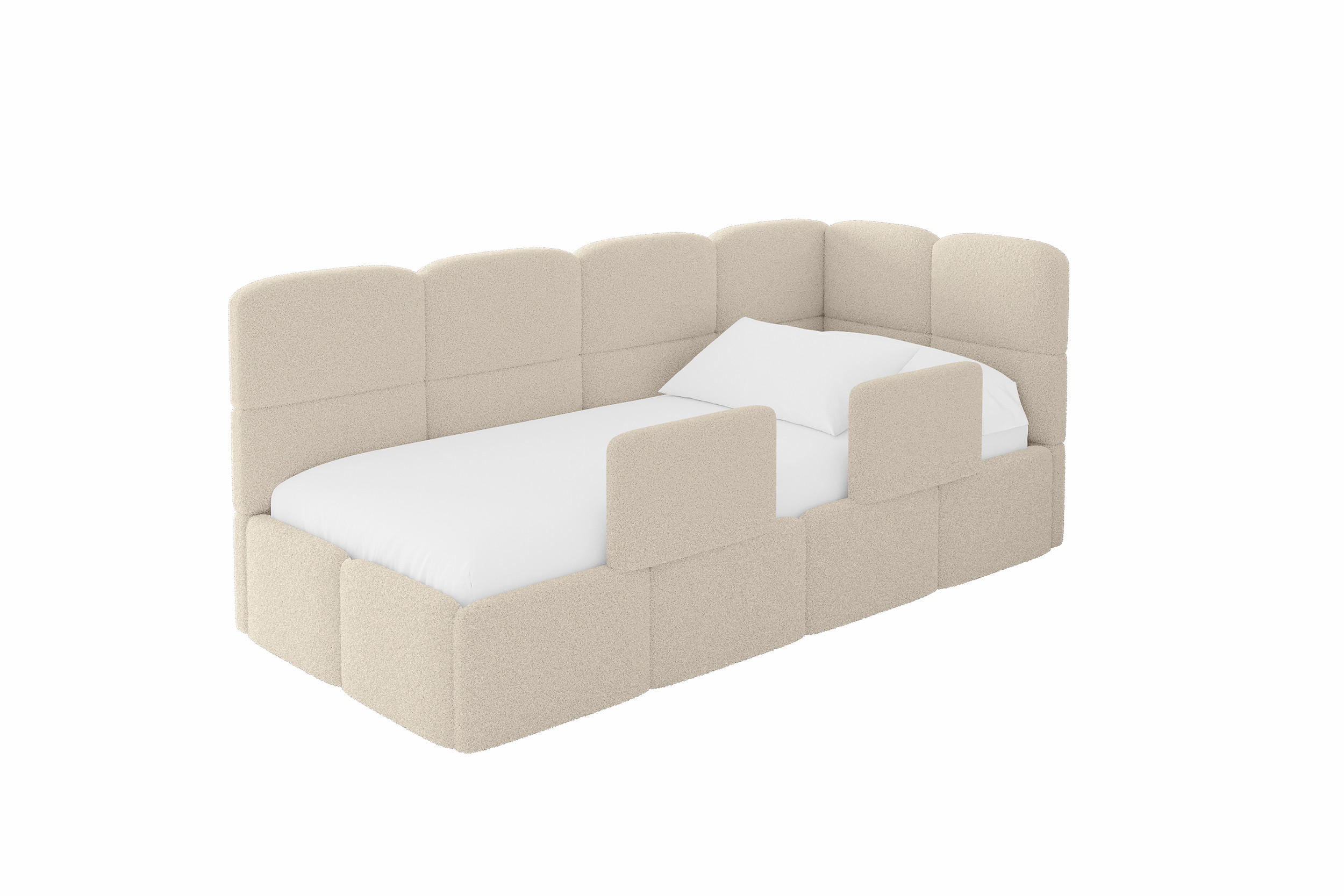 ALTDECOR JEDNOLŮŽKOVÁ POSTEL pro mládež s úložným prostorem a matrací H3/H4, vlevo - KIVY 100x200 tmavě béžová