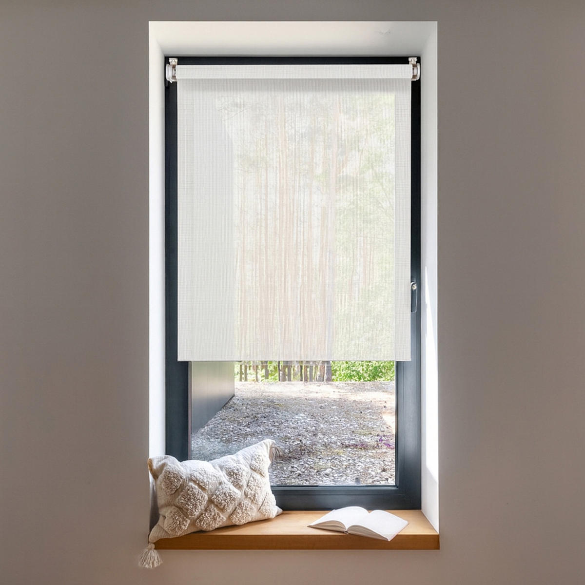 SCREEN-ROLLO without drilling Weiß,45X180 - Weiß, Kunststoff (45/180cm) - STORESDECO