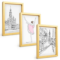 BILDER SET 3er Set - 20x30 cm Goldrahmen - Stilvolle Ballerinen und Architektur - Goldfarben, Kunststoff (20/30cm) - TULUP