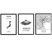 POSTER Set Mit 3 Tokyo, Mount Fuji A4 Rahmenlos - Klar, Papier (29.7/5/21cm) - Nacnic