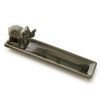 RÄUCHERSTÄBCHENHALTER Elefant 1-tlg Grau 20/5/7cm Keramik - Grau, Keramik (7/5.5/21cm) - Mondex
