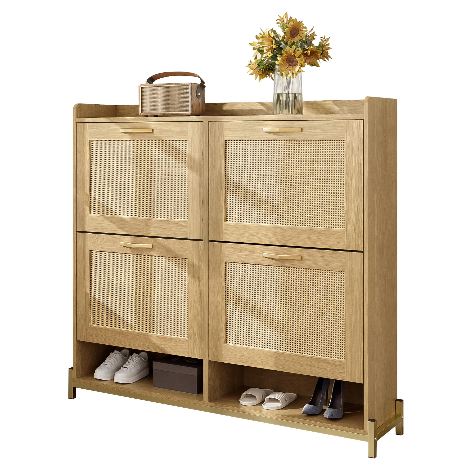 SCHUHSCHRANK 108,5/100/24 cm Hell-Eiche aus MDF mit oberer Ablage - Eichefarben, Holzwerkstoff (108.5/100/24cm) - OKMYHOME
