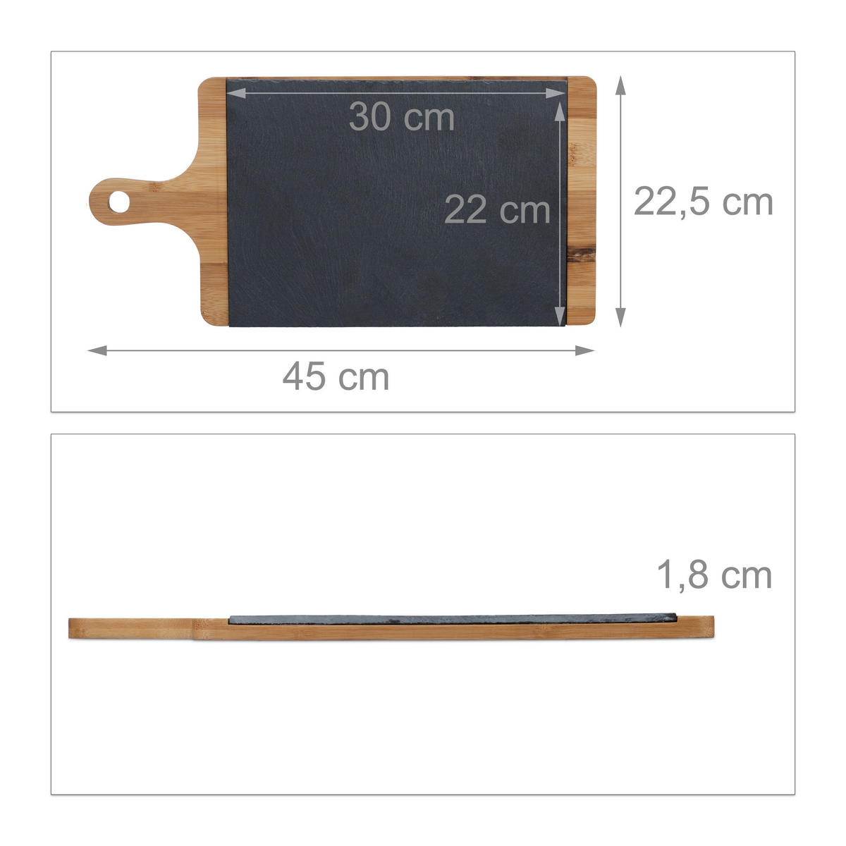 SERVIERBRETT - Multicolor, Holz/Stein (45/1.8/22.5cm) - Relaxdays