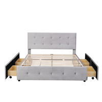 POLSTERBETT 140/200 cm grau mit Schubladen und Lattenrost - Grau, Textil (140/200cm) - OKWISH