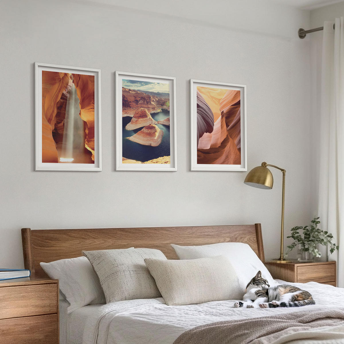 WANDBILDER 3er-Set - 40x60 cm Weißer Rahmen - Wasserfall in der Schlucht - Weiß, Kunststoff (40/60cm) - ArtPrintCave
