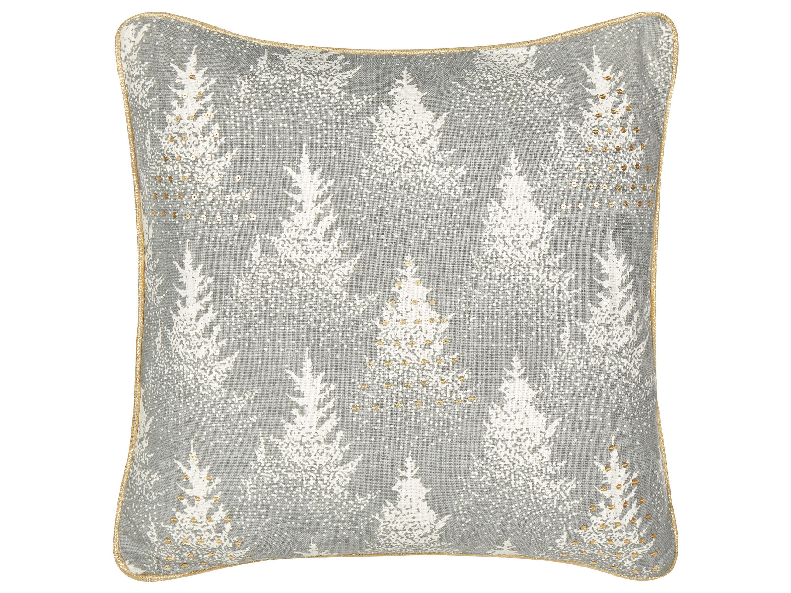 DEKOKISSEN Grau 45/45 cm Billbergia - Goldfarben/Weiß, Textil (45/45/10cm) - Beliani