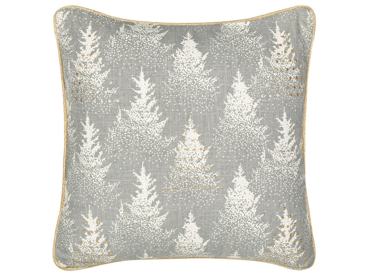 DEKOKISSEN Grau 45/45 cm Billbergia - Goldfarben/Weiß, Textil (45/45/10cm) - Beliani