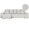 3-SITZER-ECKSOFA Cord hellbeige linksseitig mit Schlaffunktion Stauraum Luspa - Beige/Schwarz, Textil (294/130cm) - Beliani