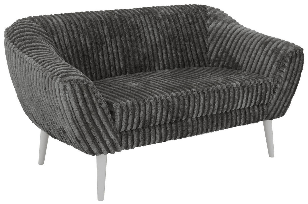 2-SITZER-SOFA PIRS - Grau Cord - Weiße Beine - Weiß/Grau, Holzwerkstoff/Textil (140/75/74cm) - MKS