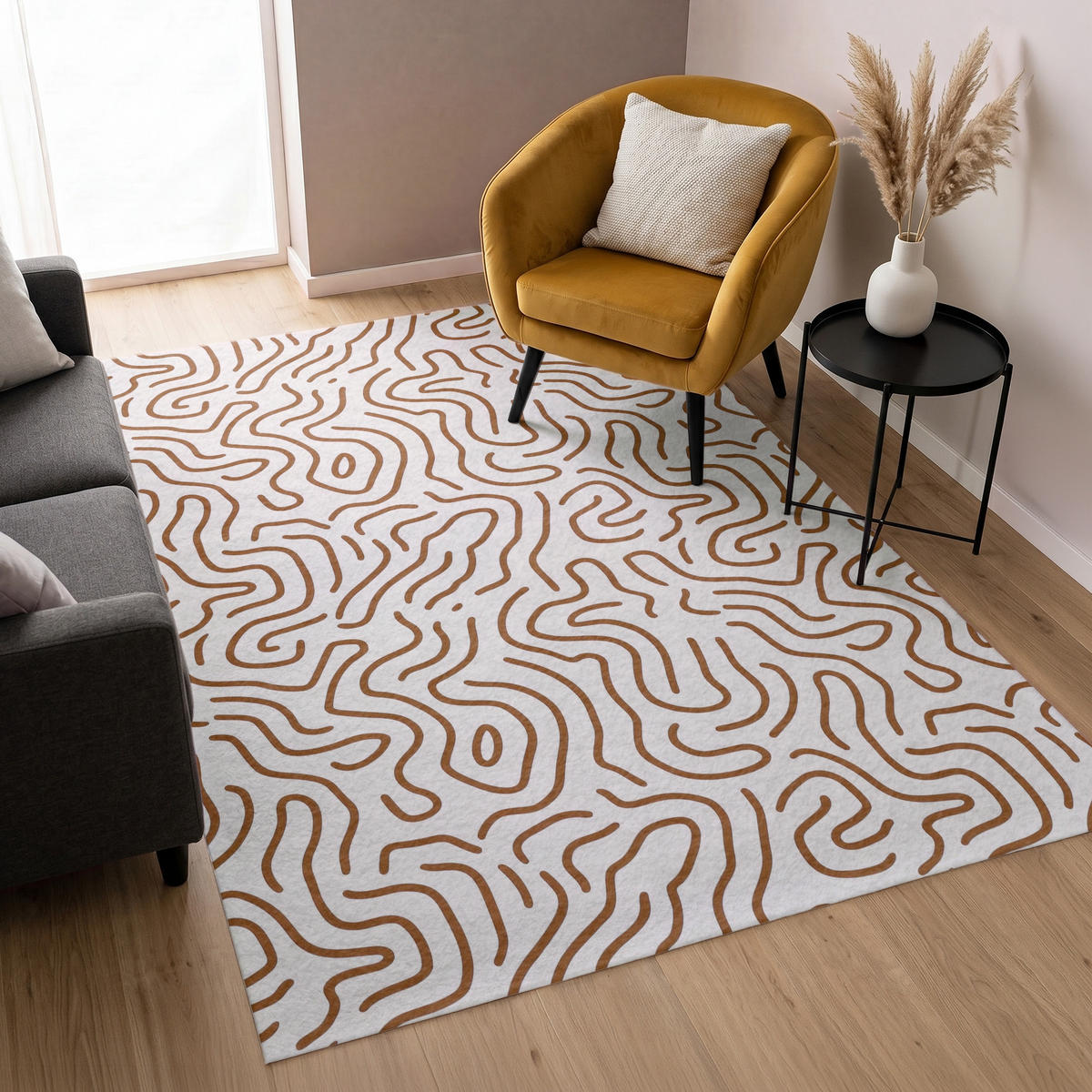 KOBERCE - Minimalistický - Vzor - Terakota - 140x200 cm - hnedá, textil/plast (140/0.4cm) - OnlyWow