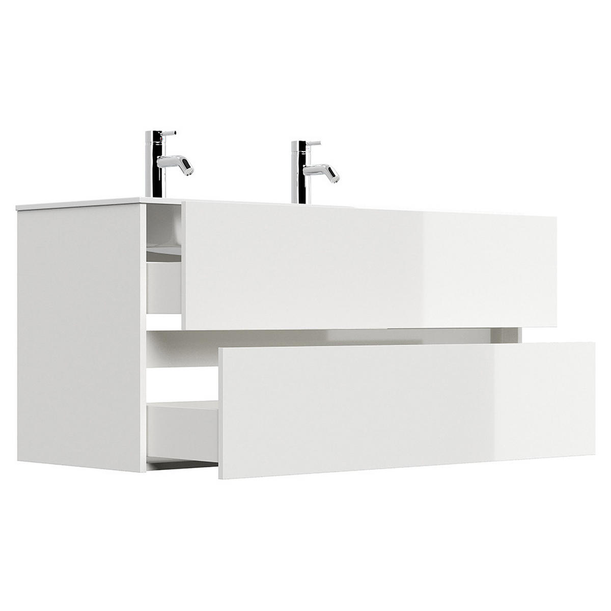 DOPPELWASCHTISCH Livigno-02 - Weiß, Holzwerkstoff (120/59/47cm) - Lomado