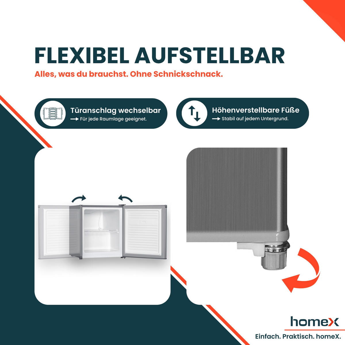 GEFRIERSCHRANK, Mini - 33L Nutzinhalt, 4-Sterne Gefrieren, freistehend, klein, mit Temperaturregelung, FM1015-S silber - Silberfarben, Kunststoff/Metall (44/51/47cm) - homeX
