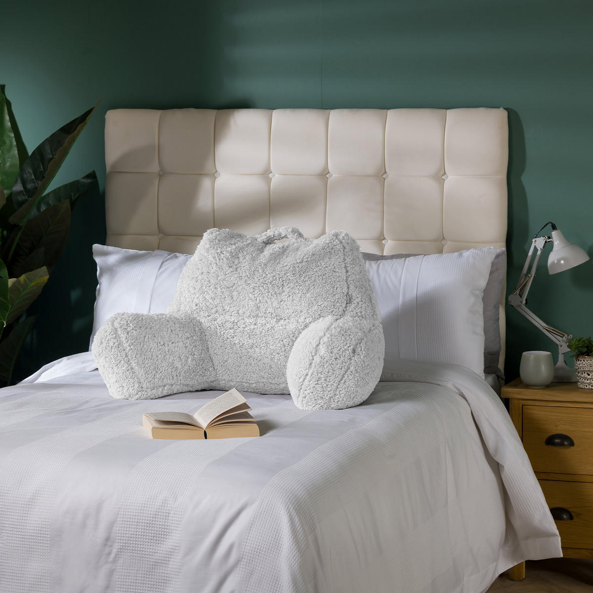 RÜCKENLEHNE Lesekissen Teddybär - Weiß, Textil (74/63cm) - icon