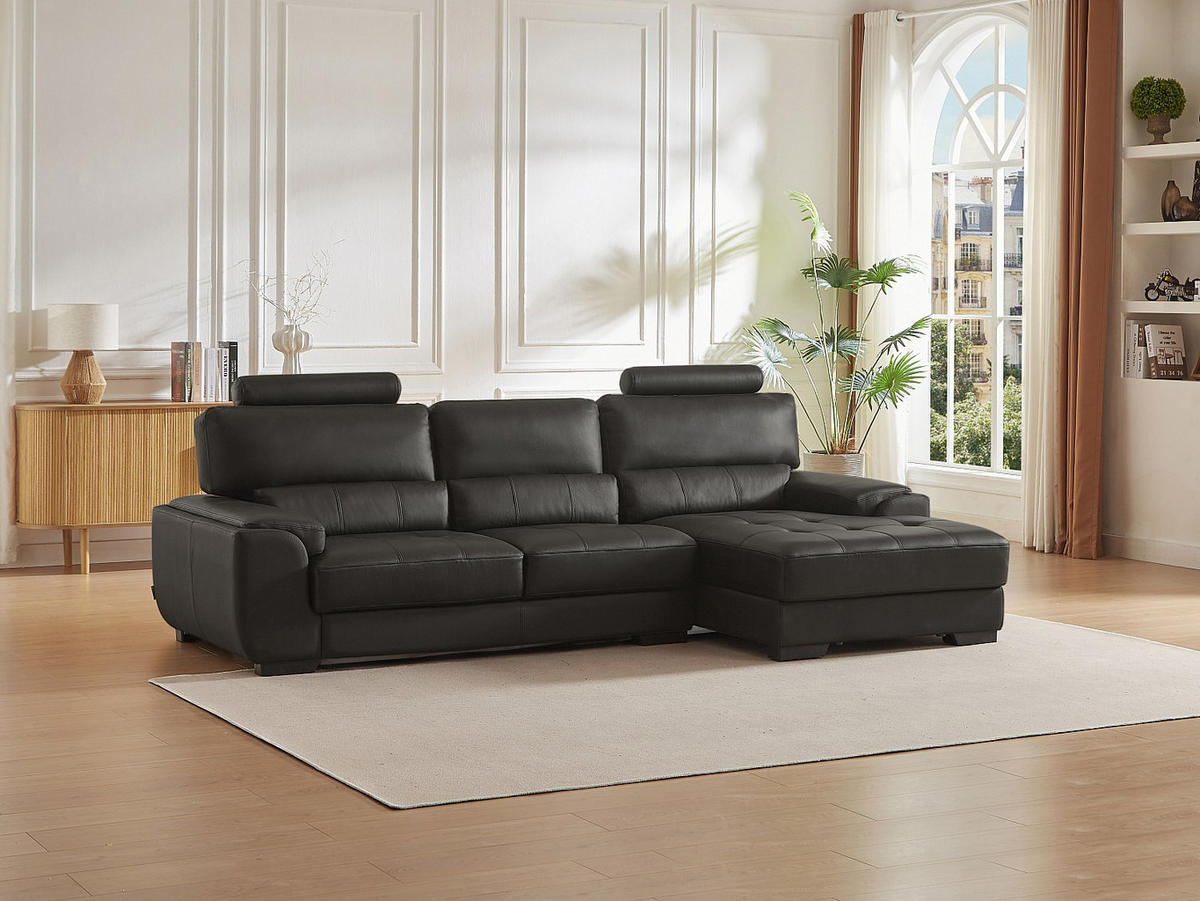 ECKSOFA Leder - Ecke Rechts - Schwarz - METROPOLITAN II - Schwarz, Leder (275/152cm) - Vente-Unique