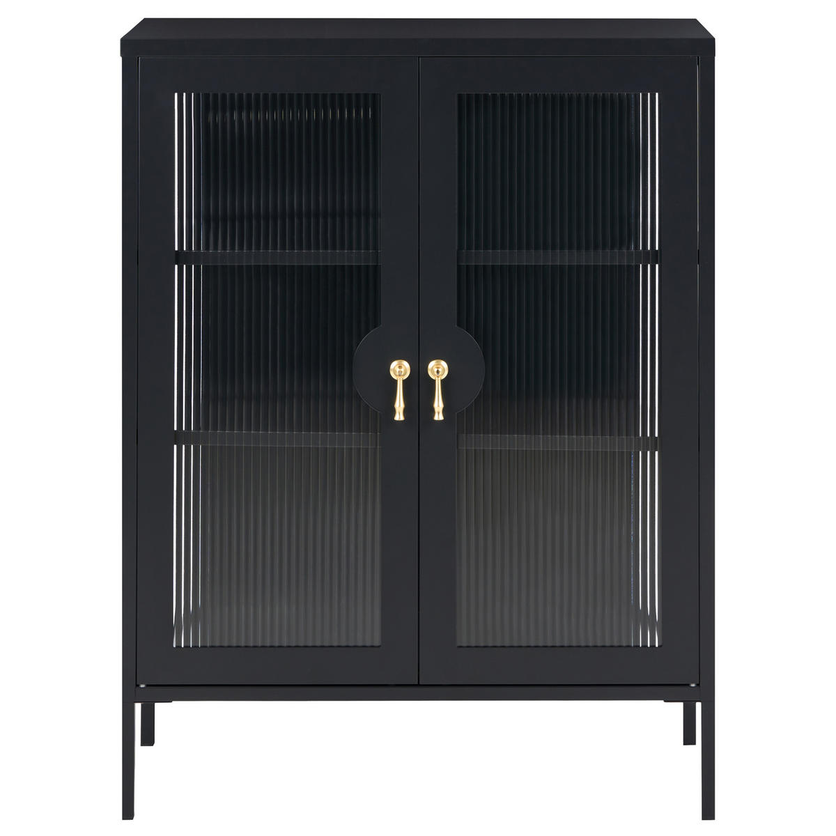 BÜROSCHRANK Metall Schwarz Gleora - Schwarz, Metall (80/105/35cm) - Beliani