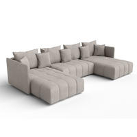 WOHNLANDSCHAFT Veliro U Beige 353/180/83 cm mit Schlaffunktion und Bettkasten - Beige/Schwarz, Kunststoff/Textil (353/83/180cm) - AX Living