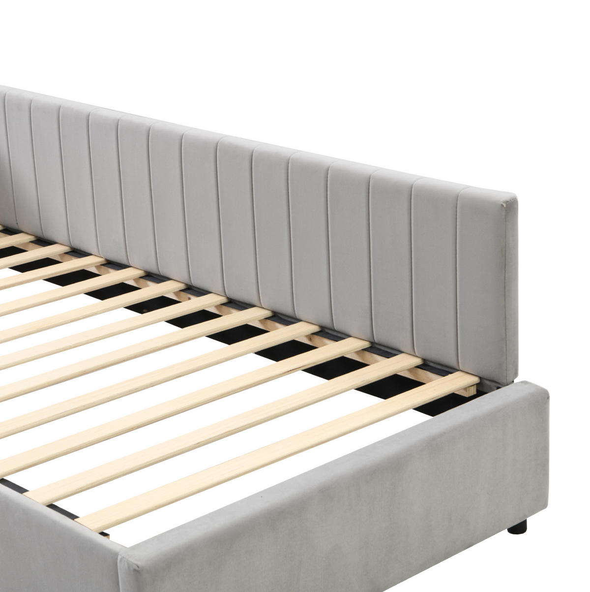 POLSTERBETT 90/200 cm Grau aus Samtstoff mit Lattenrost - Grau, Leder (90/200cm) - OKMYHOME