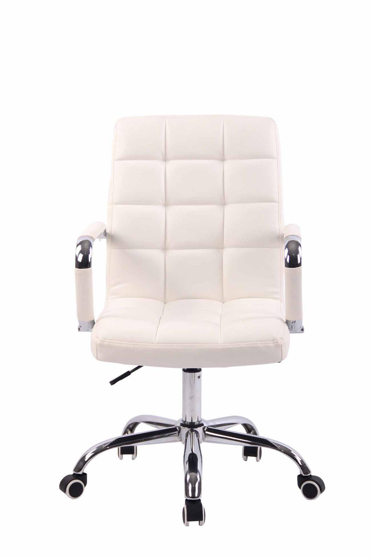 DREHSTUHL Lederlook weiß - Chromfarben/Weiß, Textil/Metall (56/94/62cm) - CLP