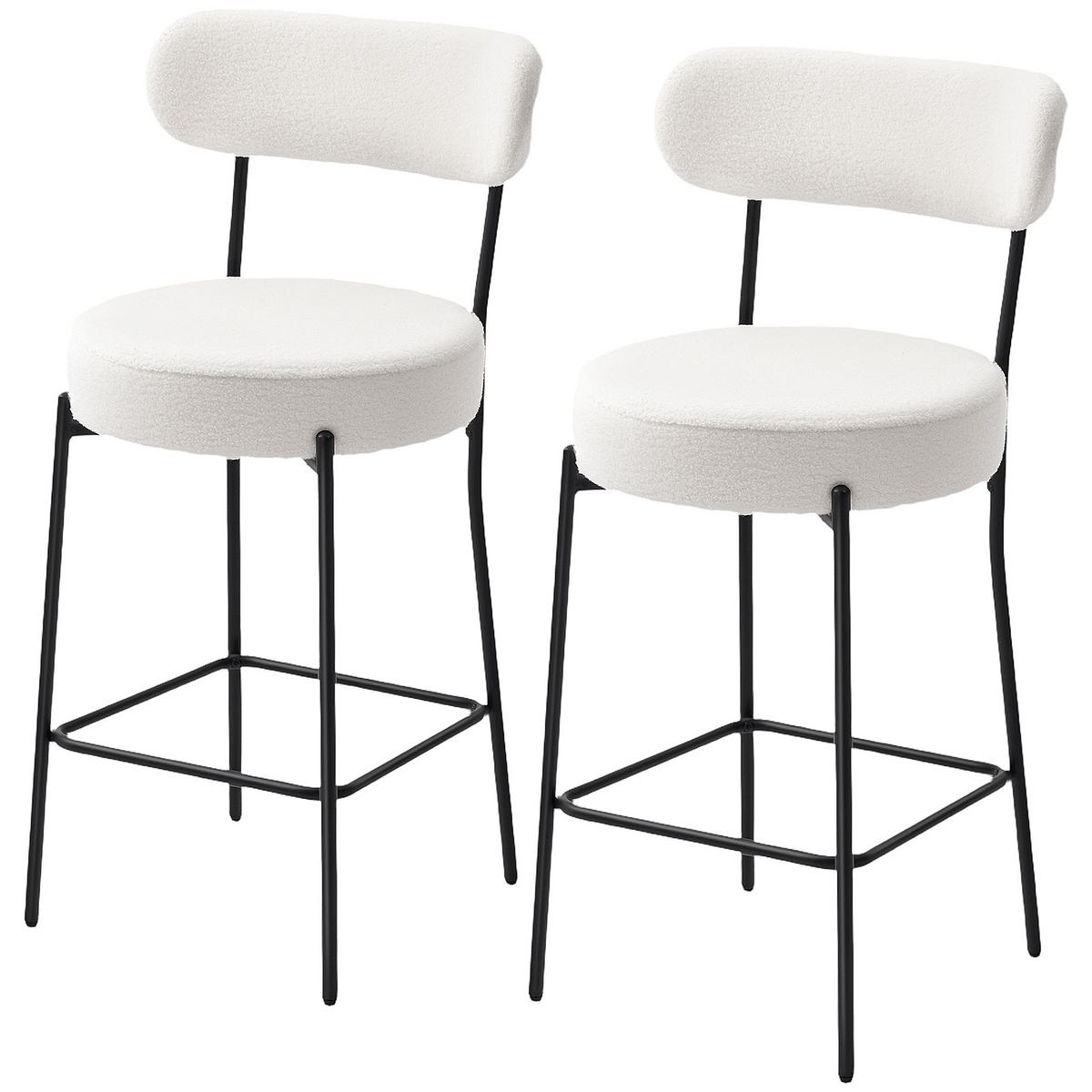 BARHOCKER 2er-Set DE-14785 gepolstert mit Fußstütze Creme - Creme, Metall (49/95/52cm) - ComfortXL