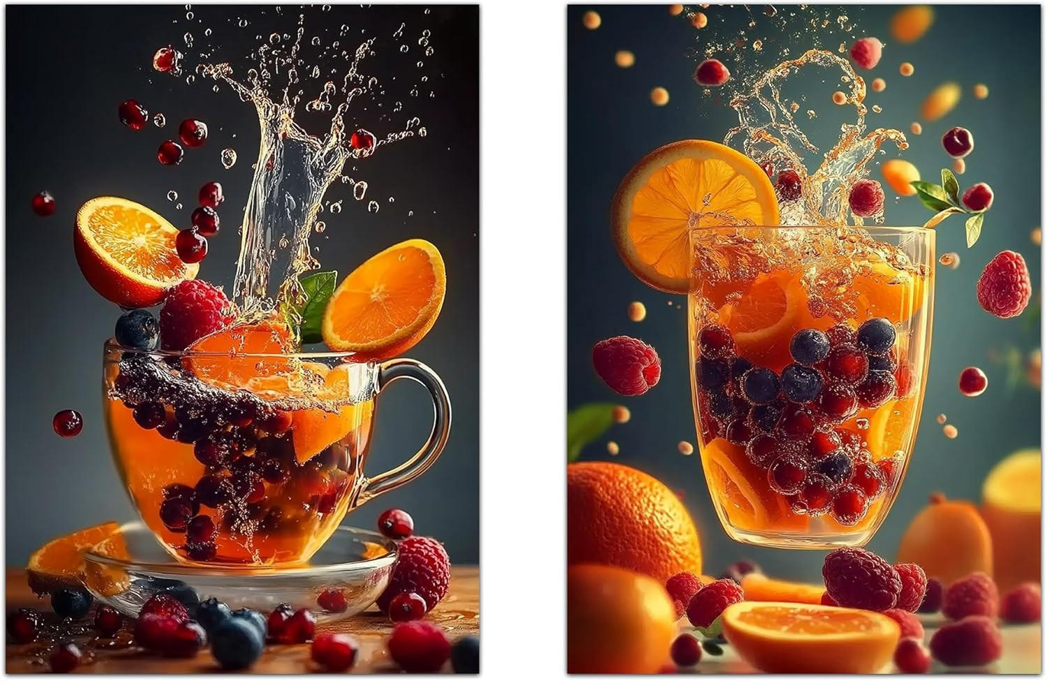 POSTER Set Mit 2 Früchtetee A3 Rahmenlos - Klar, Papier (29.7/5/42cm) - Nacnic