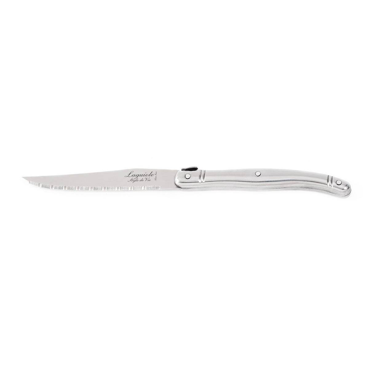 STEAKMESSER-SET Chiaro 6-tlg. mit Messerblock, Edelstahl, spülmaschinengeeignet silberfarben - Silberfarben, Metall (16cm) - Laguiole Style de Vie