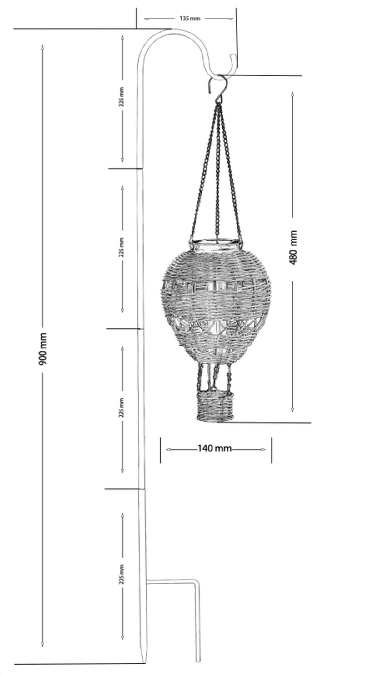 LED-SOLAR-LATERNE - Heißluftballon-Design mit Aufhängung für Garten und Balkon, grau, klein - Grau, Kunststoff (14/14/48cm) - Northpoint