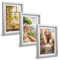 BILDER SET 3er Set - 20x30 cm Silberner Rahmen - Zitrusfrüchte in der Küchenmeerstadt - Silberfarben, Kunststoff (20/30cm) - TULUP