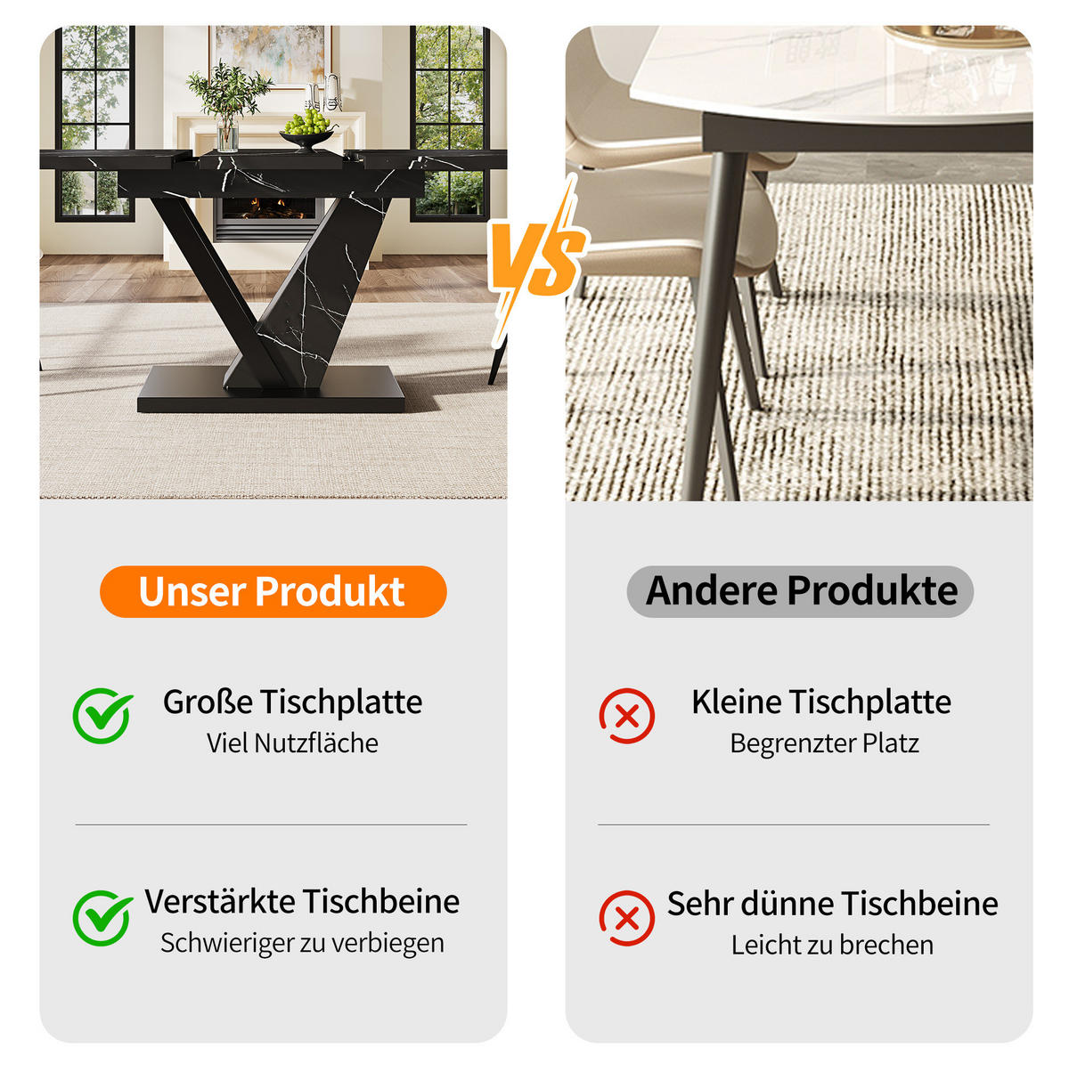 ESSTISCH 120-160/75/75,5 cm Schwarz aus MDF und Metall mit Ausziehfunktion - Schwarz, Holzwerkstoff (160/75/75.5cm) - OKMYHOME