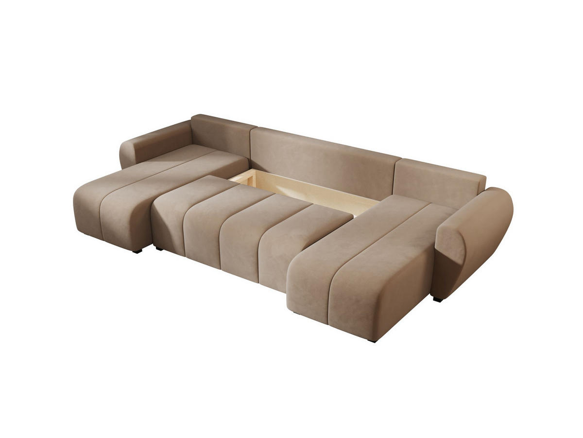 WOHNLANDSCHAFT MOLISA U Itaka 48 mit Schlaffunktion - Braun, Textil (303/82/208cm) - Bedante