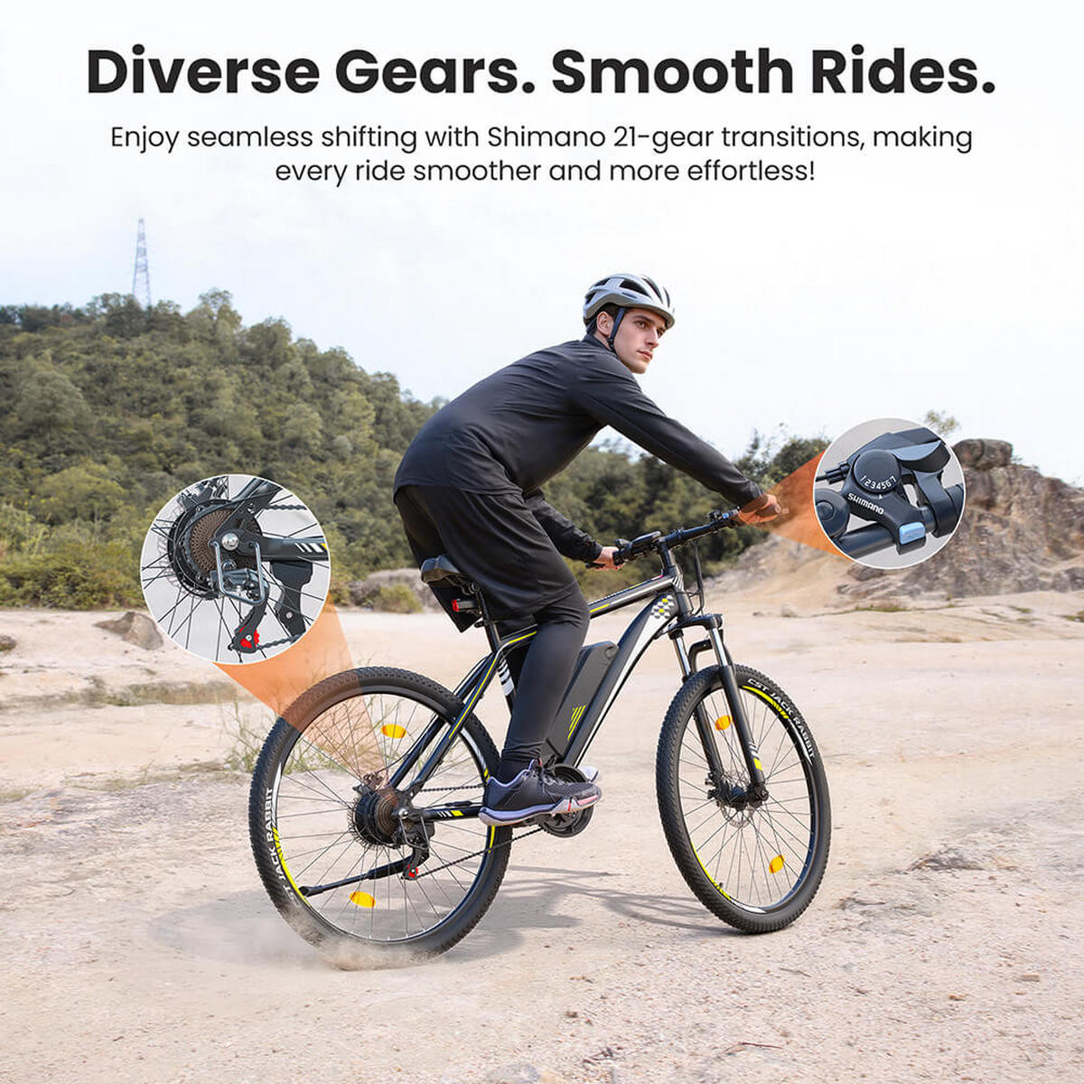 E-BIKE Touroll U1 29 – 250W Motor (45Nm), 468Wh Akku (65km), Shimano 21-Gang, 80mm Federgabel, 29" CST Reifen - Graphitfarben, Metall (110cm)