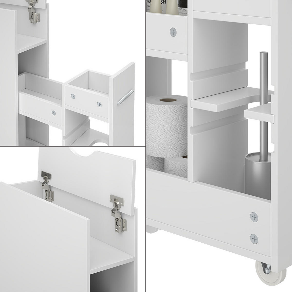TOILETTENSCHRANK Niva Weiß 18 x 71.3 cm mit ausziehbarem Fach - Weiß, Holzwerkstoff (18/71.3/50cm) - Vicco