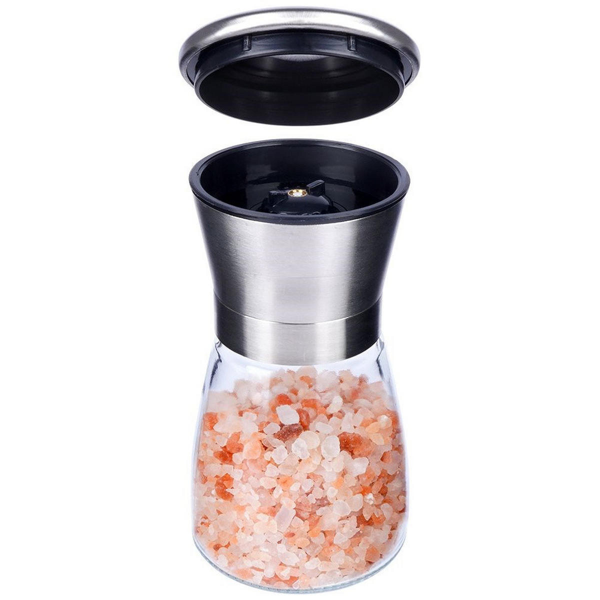 GEWÜRZMÜHLE Schwarz Silber Transparent - Silberfarben, Glas (6.5/13.5/6.5cm) - Orion 