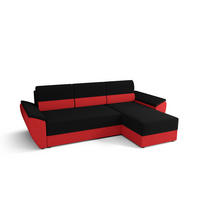 ECKSOFA L REBI L2 Rainbow 15/22 Rechts mit Schlaffunktion, Schwarz/Rot, L-Form - Rot/Schwarz, Textil (251/140cm)