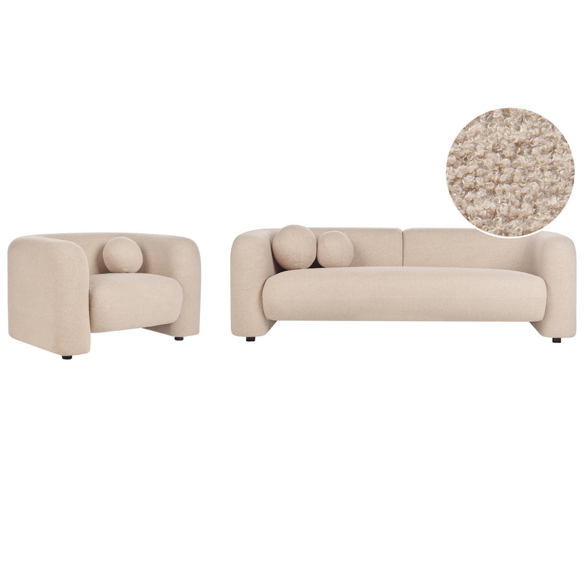 4-SITZER-SOFA Set Bouclé beige Leiren - Beige, Textil (83/83/224cm) - Beliani