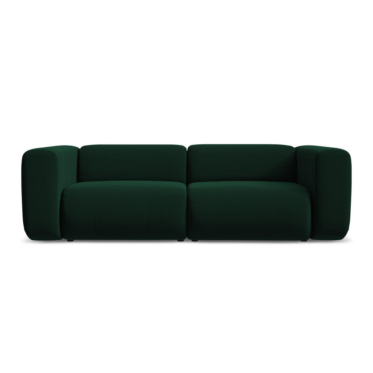 3-SITZER SOFA Samt Stoff Grün - Dunkelgrün/Schwarz, Kunststoff/Textil (228/70/89cm) - LaMiaSofa