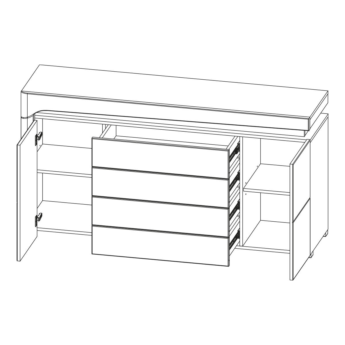 SIDEBOARD Teo Weiß und grau - Weiß, Holzwerkstoff (158/82/43cm) - Petits-meubles