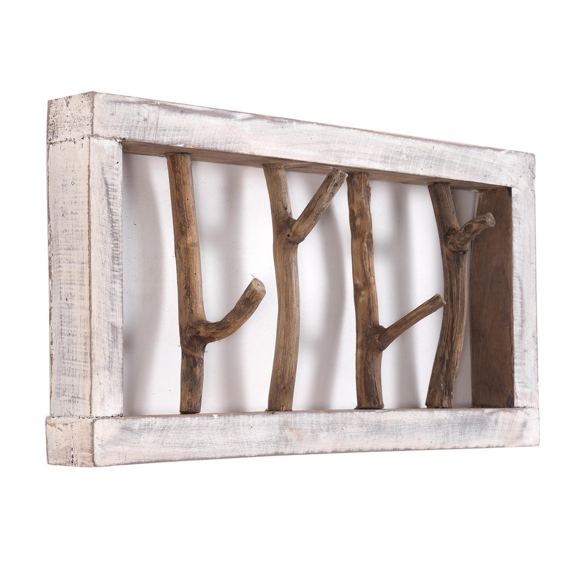 WANDGARDEROBE LIMB Treibholz 05 weiß-natur - Multicolor, Holz (45/23/10cm) - DESIGN DELIGHTS