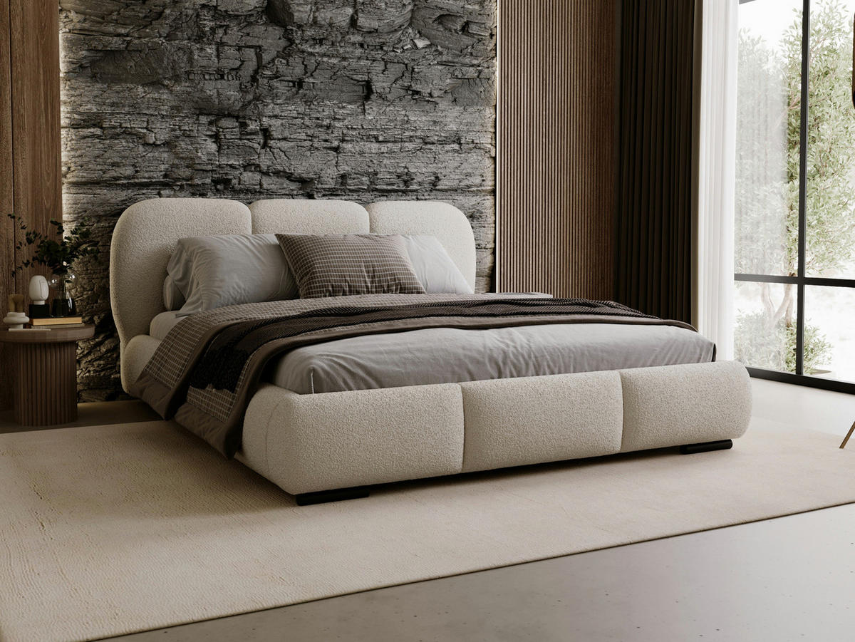 POLSTERBETT 200x200 Hellbeige boucle - Beige, Holzwerkstoff (200/200cm) - Compleo24