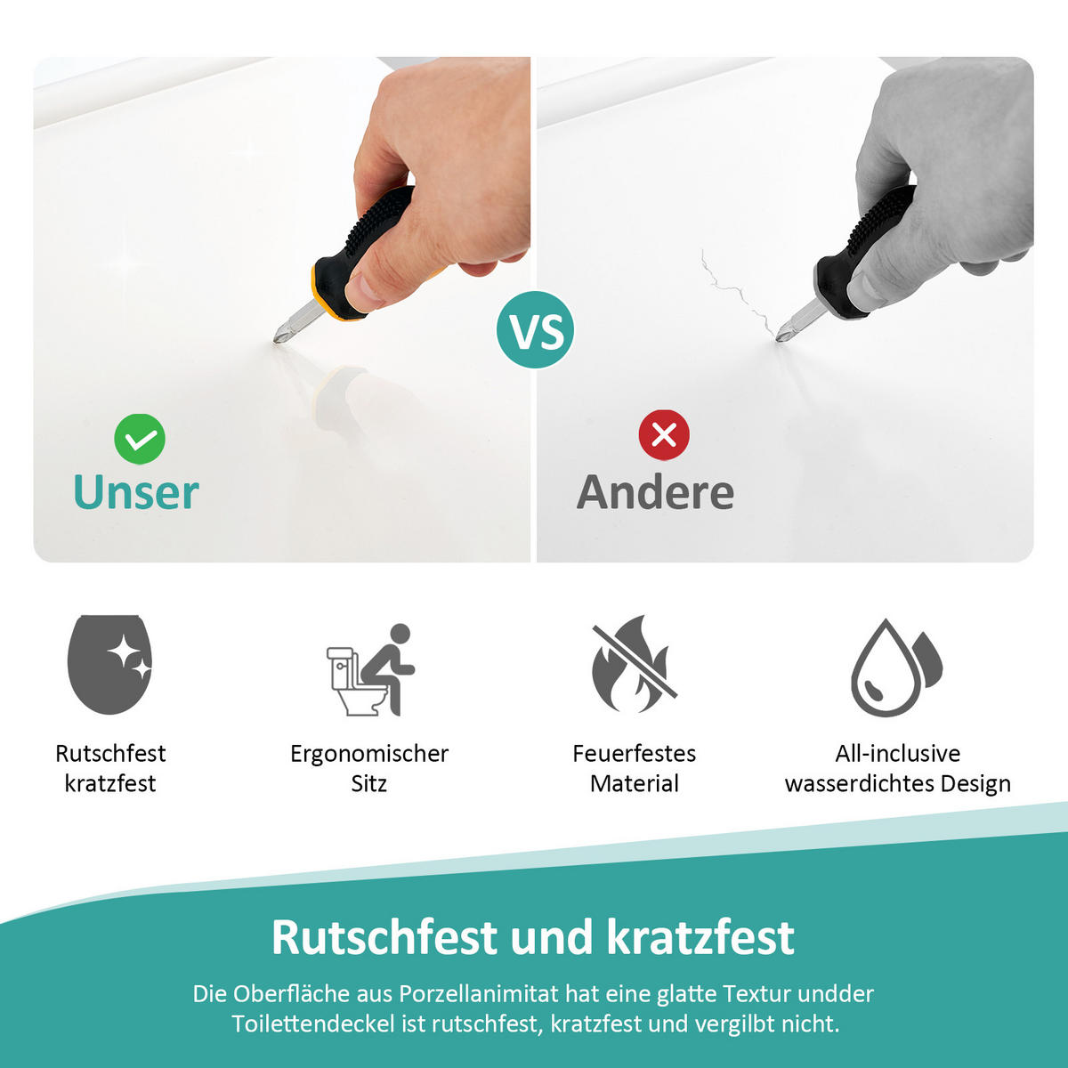 WC-SITZ Weiß 150KG - Weiß, Kunststoff (37.2/5.1/44.2cm) - EMKE