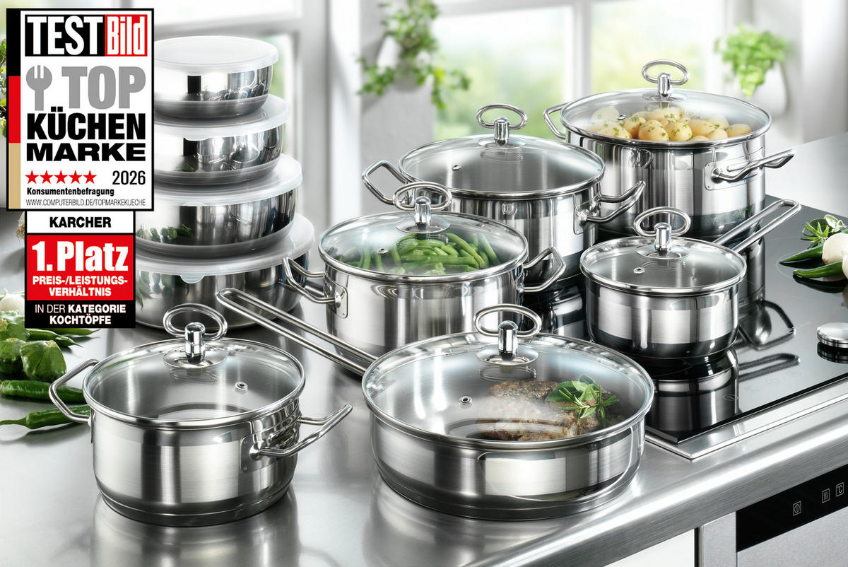 TOPFSET Jasmin aus Edelstahl, Induktion, 20-teilig - Silberfarben, Metall - Karcher