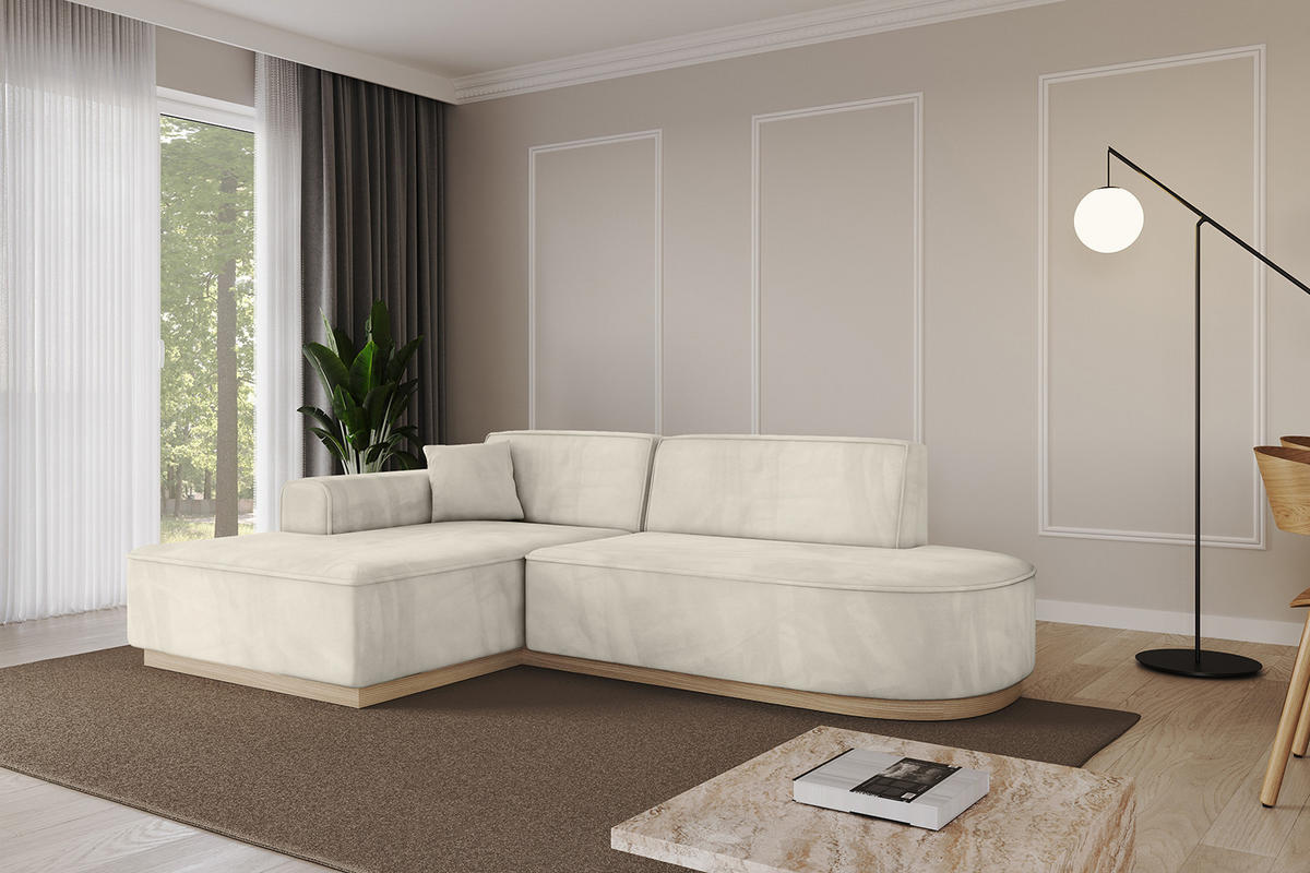 ECKSOFA Ottomane Links IREA-L1 - 234x171x83 cm Dunkelgrau - Ecru, Holzwerkstoff/Textil (234/171cm) - ALTDECOR