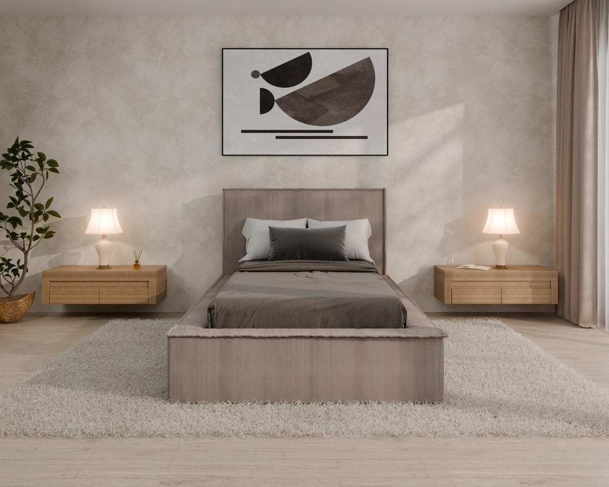 POLSTERBETT SANA 100x200cm Elegantes Polsterbett für modernen Wohnstil , ohne matratze, cappuccino - Cappuccino, Holz (100/200cm) - Homesy