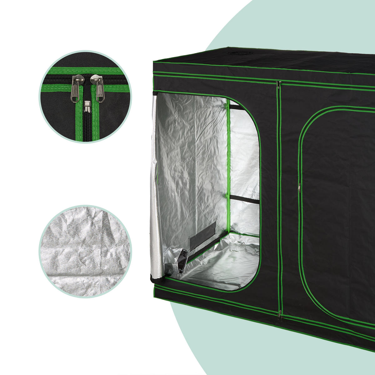 GROWZELT - Schwarz, Kunststoff/Textil (240/200/120cm) - Relaxdays