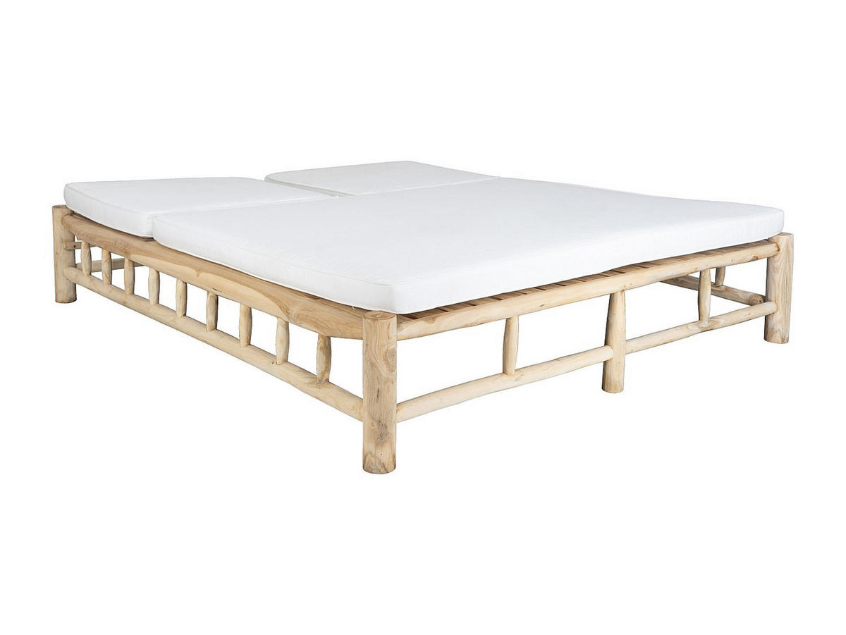 SONNENLIEGE - 215 cm x 180 cm - Holz, Platte - Naturfarben Hell TULUM - Naturfarben, Holz (215/46/180cm) - Vente-Unique