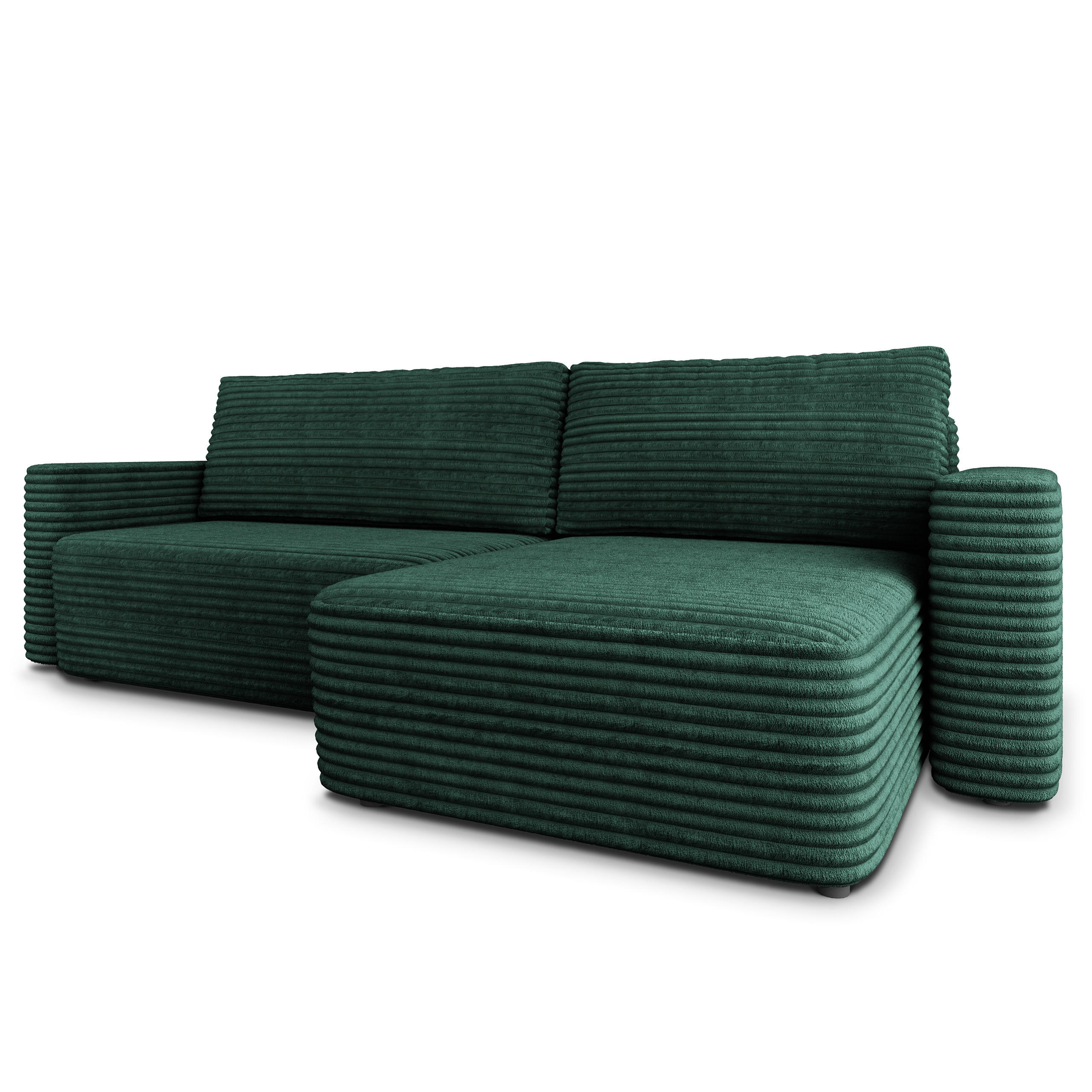 ECKSOFA TELIN Grün Kordstoff mit Schlaffunktion - Grün, Holz (280/162cm) - MASSENO