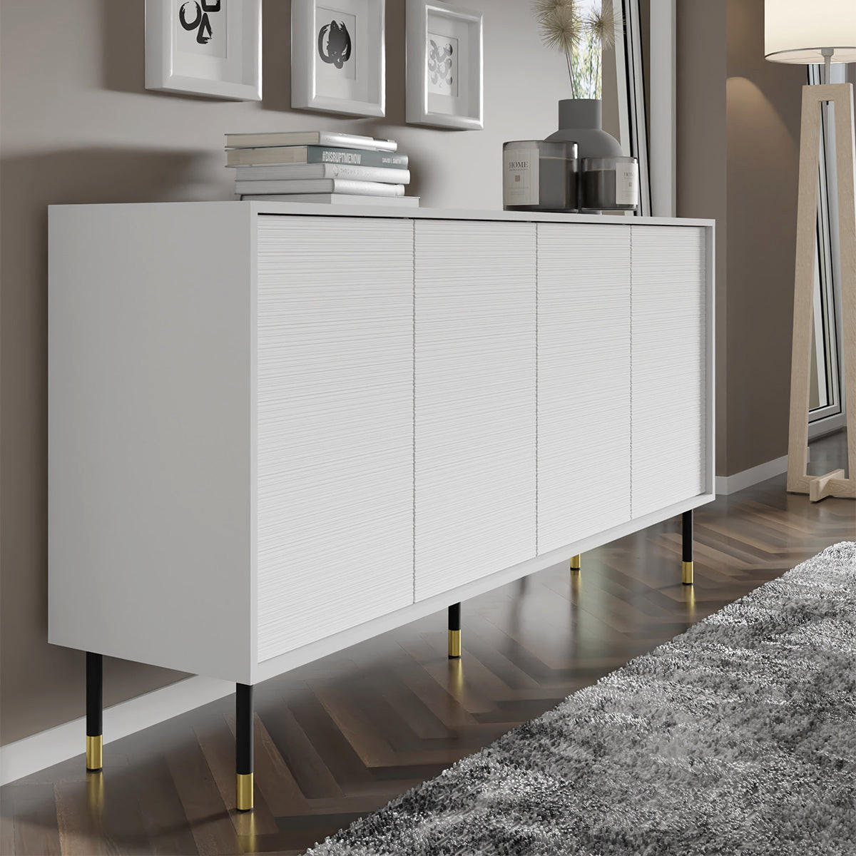 ŠIROKÁ KOMODA Rani Biela - biela, kompozitné drevo (180/60/40cm) - Petits-meubles