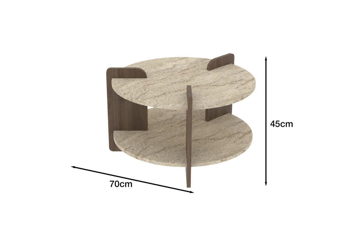 COUCHTISCH Oalla Travertin - Beige, Holz (70/70/45cm) - Habitat Garten