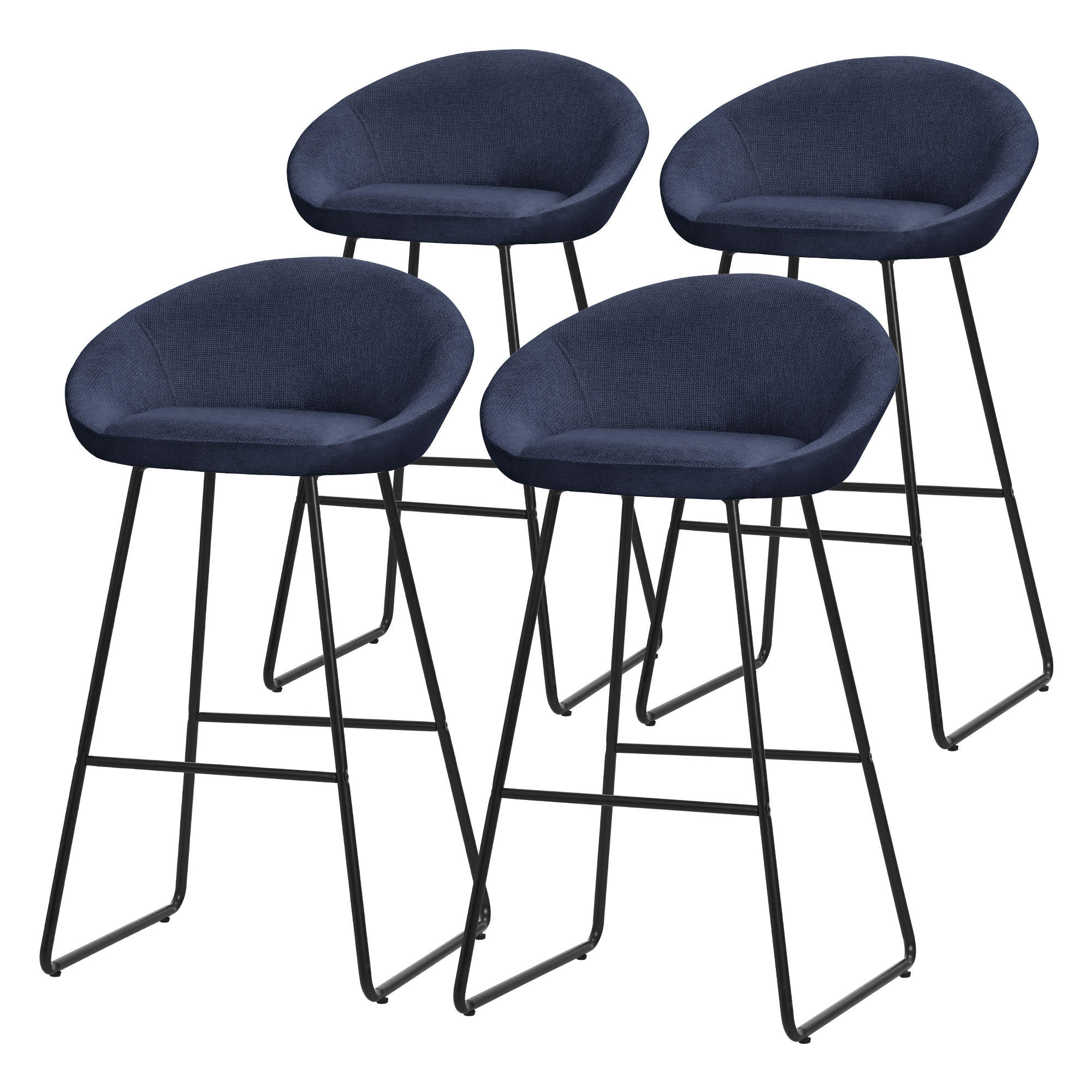 ML-DESIGN BARHOCKER 4ks sada tmavě modrá s látkovým potahem