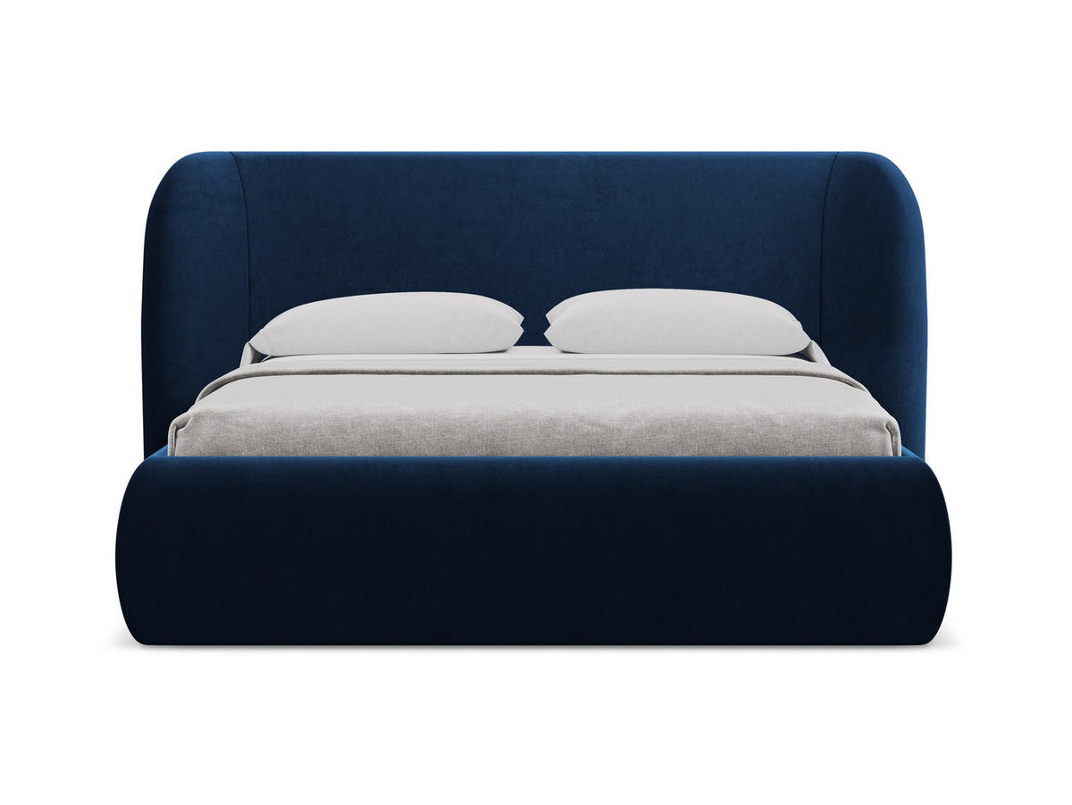 POLSTERBETT mit Bettkasten und Lattenrost 210x215 Blau - Blau/Schwarz, Kunststoff/Textil (160/200cm) - Makamii