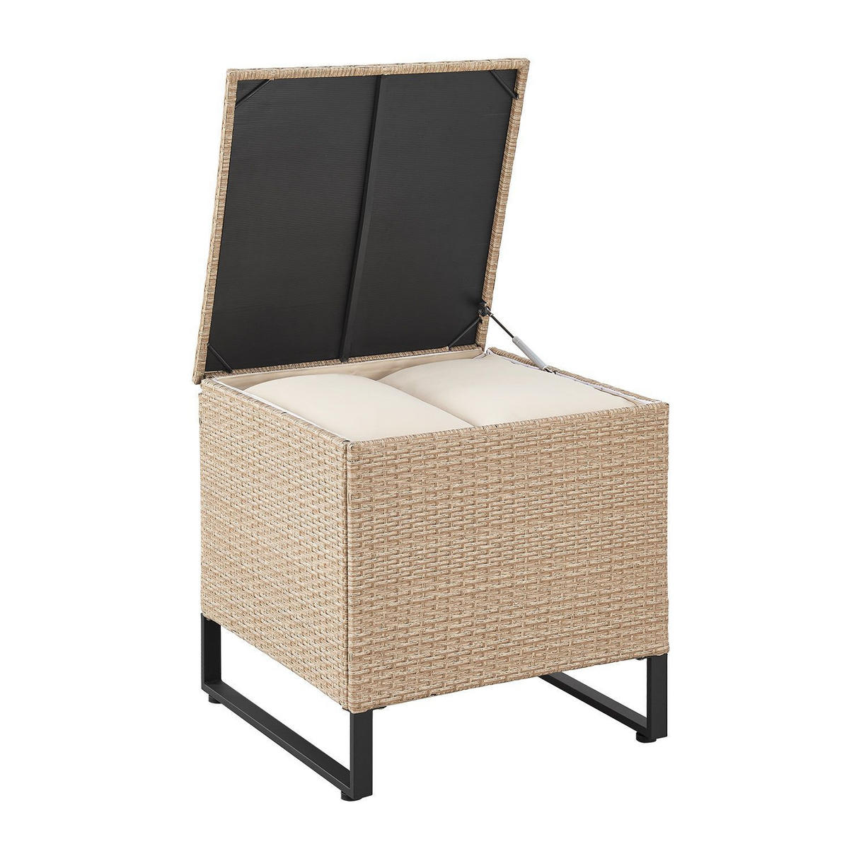 LOUNGEGARNITUR Santorini creme / sand inkl. Abdeckung - Creme, Kunststoff/Metall - Juskys